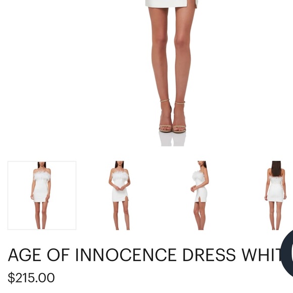 PAR VIOLET White Feather Mini Dress - AGE OF INNOCENCE DRESS WHITE - Picture 6 of 9